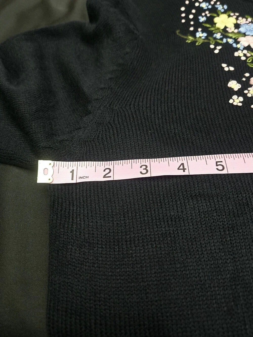 VTG Bonnie & Bill Floral Embroidery Cardigan Large Knit Black Cottagecore Boho